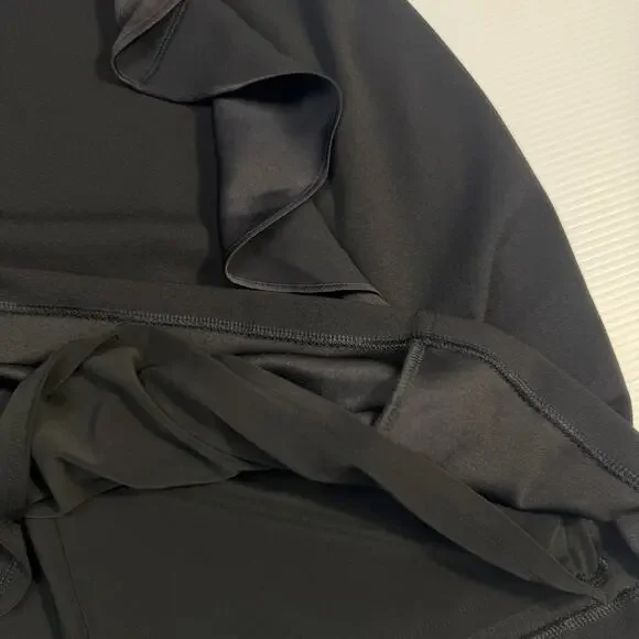 White House Black Market Black Ruffle Sheath Dress Medium Petite MP Cocktail LBD - Picture 15 of 16